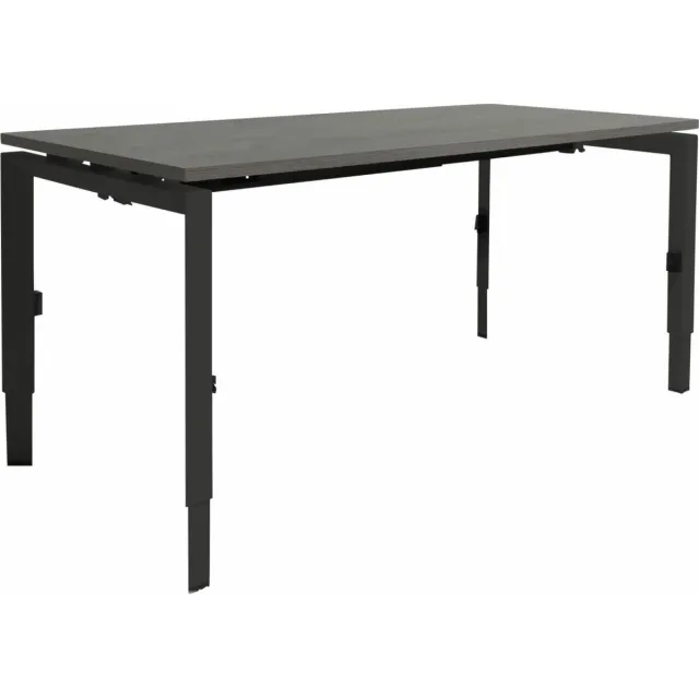 Schaffenburg Linesto N3 bureau, hoogte instelbaar (65-85cm) met 180x80cm krijtwit zwevend 25mm blad en aluminium (RAL9006) vierpoot N-frame (poot driehoekig 50x50x75 mm.), (met geïntegreerde kabelgoot) Aluminium (RAL9006)/Wit