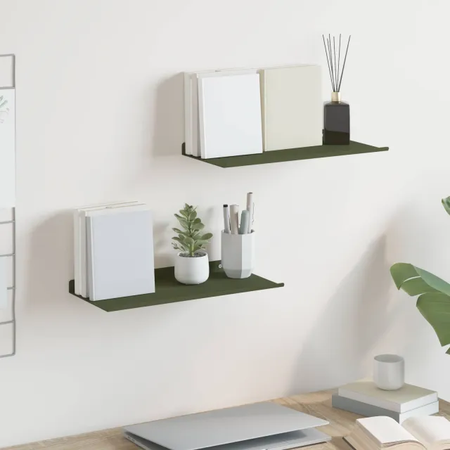 vidaXL Drijvende plank 2 st Olijf Groen 40 x 18 x 2,5 cm Staal