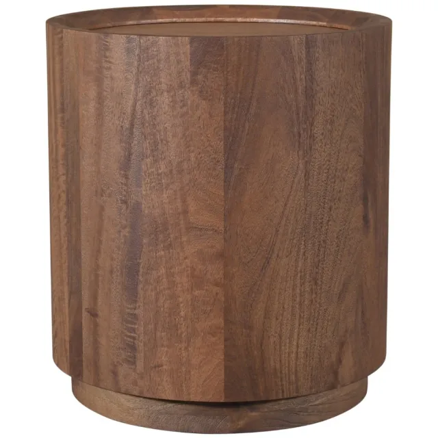 DÉJA Living Bijzettafel Amber - Rond Donkerbruin Hout - 45x45x50cm