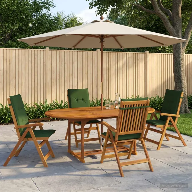 vidaXL 5-delige tuin eetset Naturel Massief Acaciahout Bruin