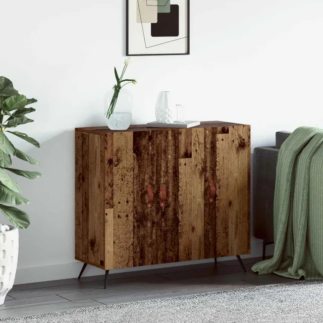 vidaXL Dressoir Oudhout 89,5 x 34 x 80 cm Bewerkt hout Bruin