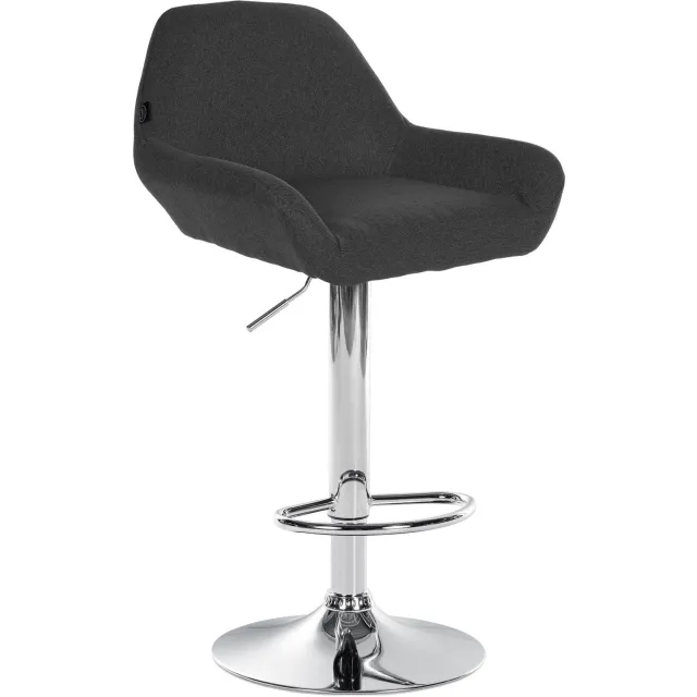 Luxe Comfort Barkruk - Verstelbaar - Stof - Donkergrijs chroom/donkergrijs