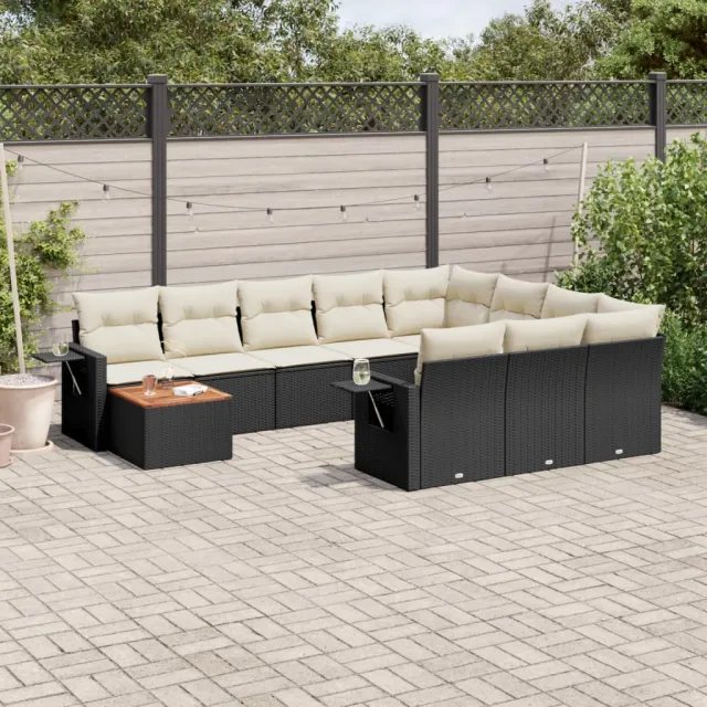 vidaXL 11-delige Loungeset met kussens poly rattan zwart, foto 2