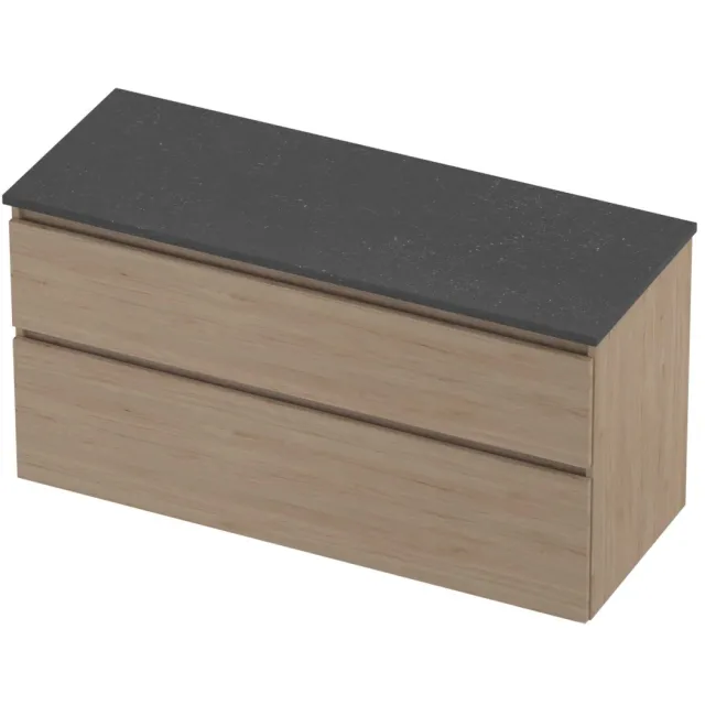 Proline Deck Badmeubelset Hardsteen Asymmetrisch 120x46x55 cm Blue Stone Ideal Oak Eiken