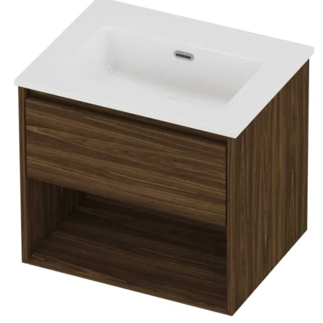 Proline Tribute Badmeubelset Porselein Elegant Schap 60x46x54 cm Glans Wit Cabana Oak Eiken