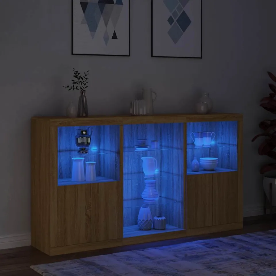 vidaXL Dressoir met LED-verlichting 181,5x37x100 cm sonoma eikenkleur, foto 4