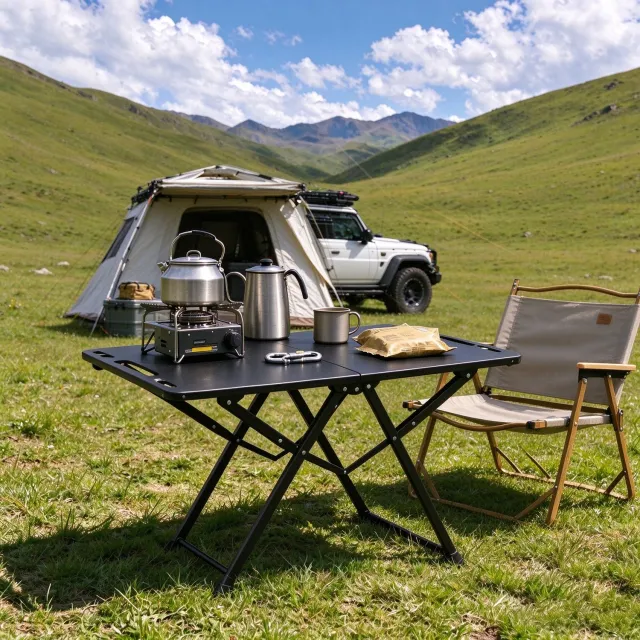 learnlogic Tactische campingtafel opvouwbare klaptafel met verlengde vierkante poten lichtgewicht en draagbare multifunctionele picknicktafel voor buiten en reizen Afmetingen 75 x 36 x 40 cm zwart