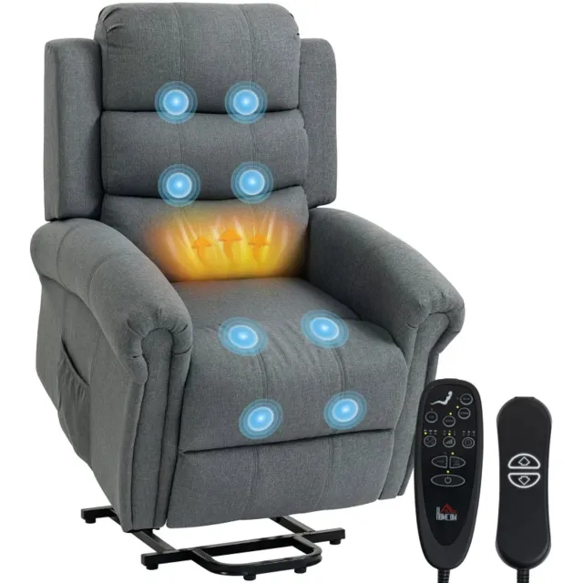 GranMaison Massagestoel - Ontspannende Stoel - Met Ligfunctie - Trilfunctie - Verstelbare Stoel - TV Stoel - Relaxfauteuil - Beklede Stoel - Grijs