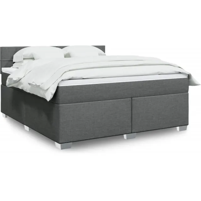 vidaXL Boxspring met matras stof donkergrijs 180x200 cm grijs
