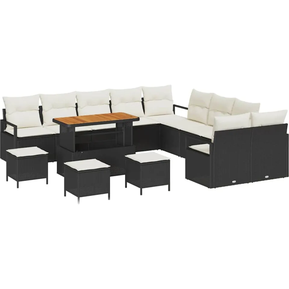 vidaXL Tuinbankenset 14 st Zwart poly rattan