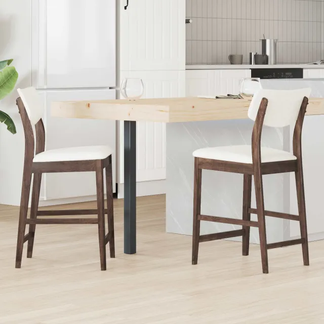 vidaXL Eettafelstoelen 2 st Massief Rubberhout Licht Bruin