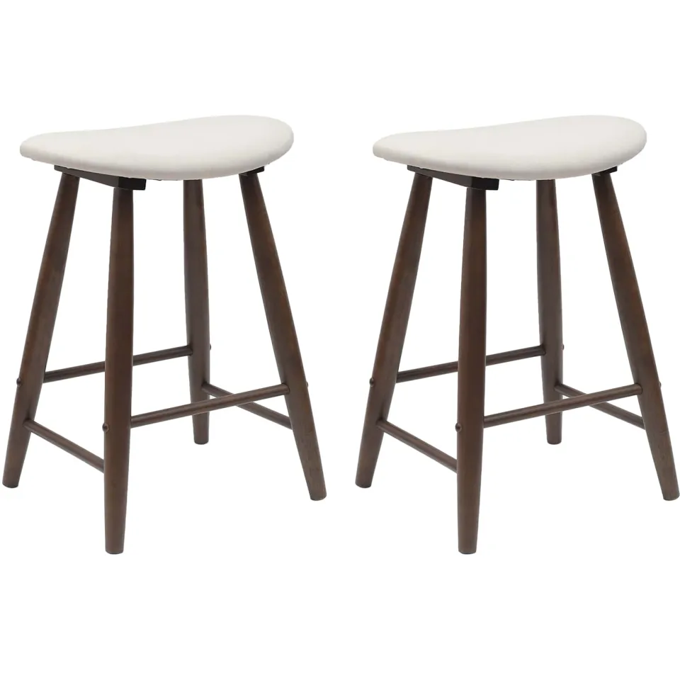 vidaXL Eettafelstoelen 2 st Massief Rubberhout Lichtbruin en licht