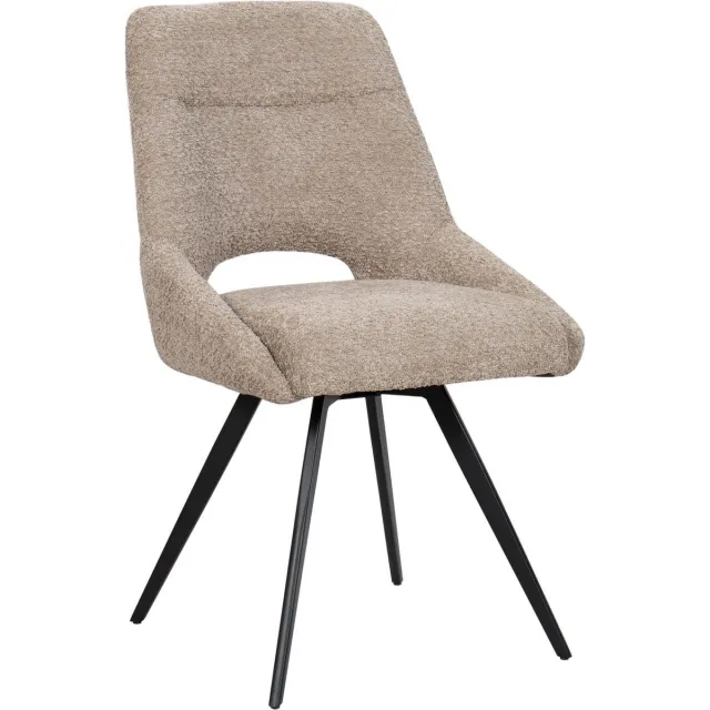HTfurniture eetkamerstoelen-taupe color-black legs