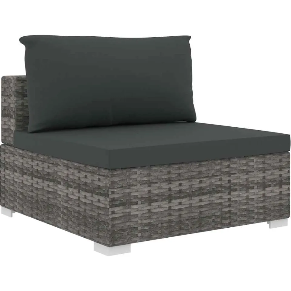 vidaXL 8-delige Loungeset met kussens poly rattan grijs, foto 3