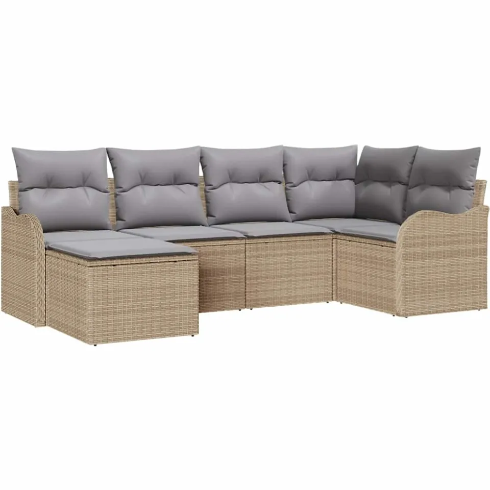 vidaXL Tuin Sofa Set 6 st Beige en Licht Grijs poly rattan