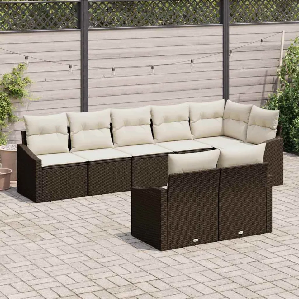 vidaXL Bankstel 8 st Bruin poly rattan, foto 3