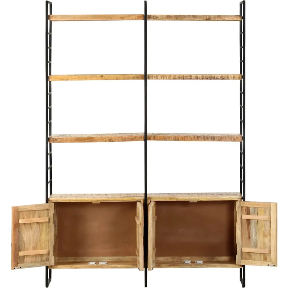 vidaXL Boekenkast met 4 schappen 124x30x180 cm ruw mangohout bruin, foto 3