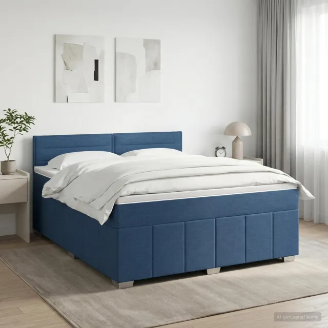 vidaXL Boxspringbed met matras met hoofdeinde Blauw 160 x 200 cm Stof