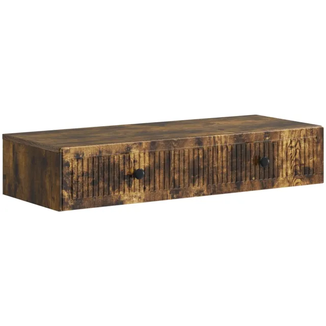 vidaXL Wandgemonteerde - Zijtafel - 87,5 - x - 34,5 - x - 17 - cm - Bewerkt - hout Gerookt eiken