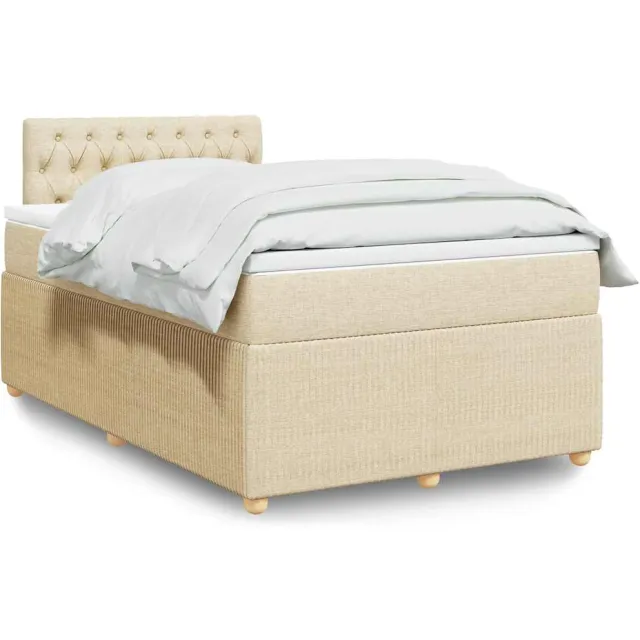 vidaXL Boxspring met matras stof crèmekleurig 120x200 cm