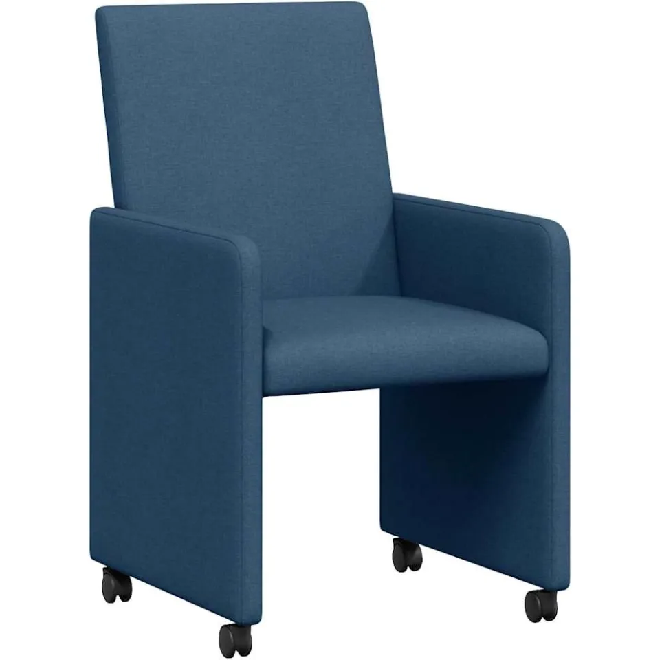 vidaXL Eetkamerstoelen met Wieltjes 2 st Stof Blauw 57 x 66 x 94 cm