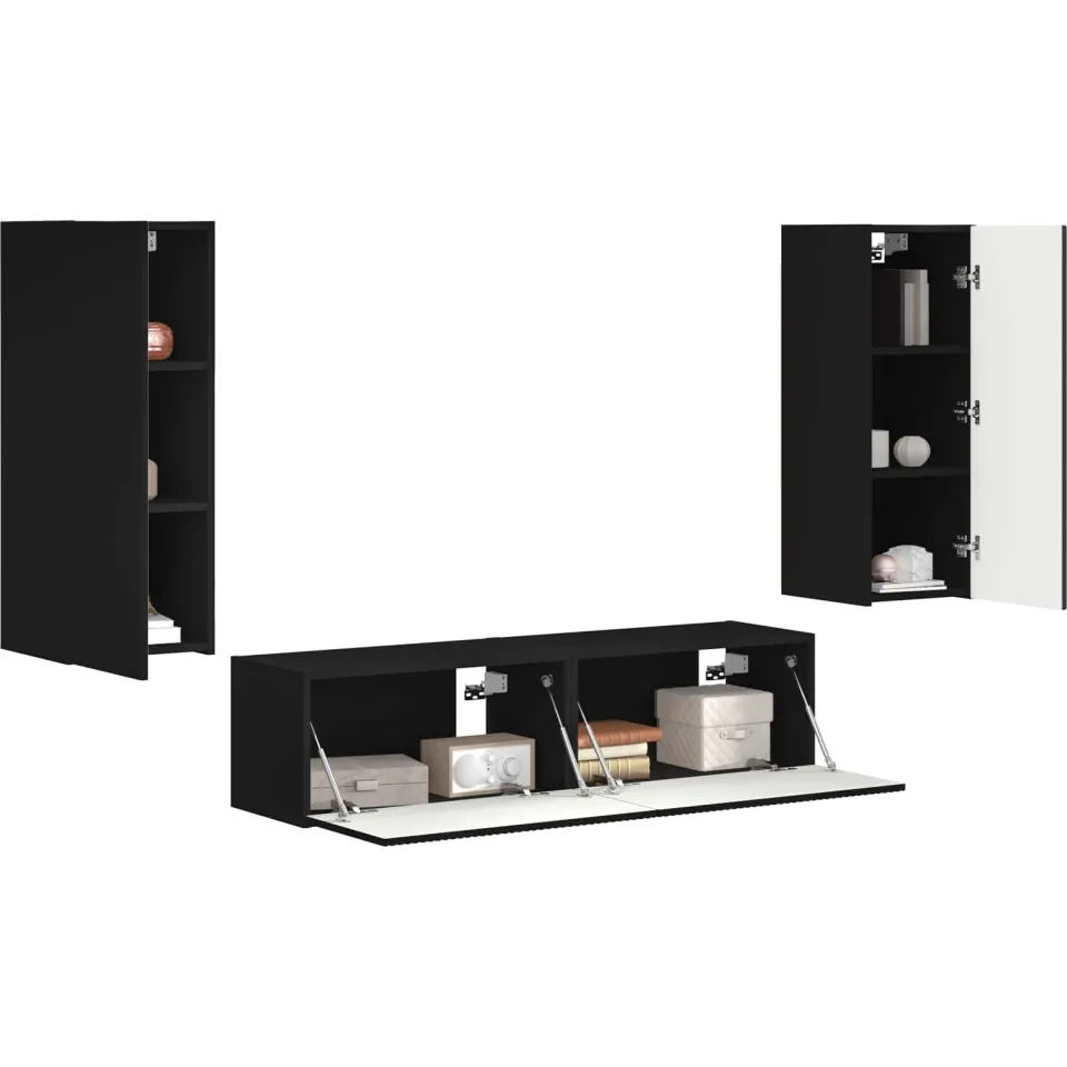vidaXL Tv-meubelset 2 st 30 x 31 x 80 cm Zwart