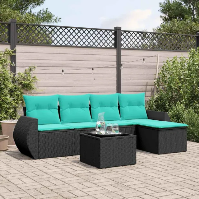 vidaXL 6-delige tuinbankset met kussens van zwart polyrotan, foto 2