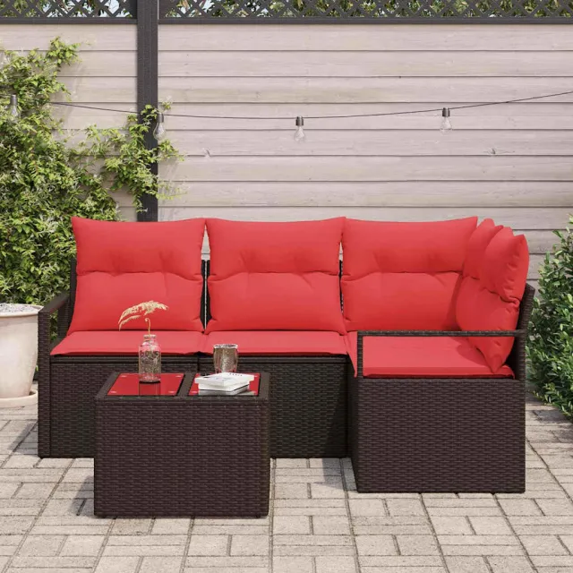 vidaXL Bankstel 5 st Bruin poly rattan, foto 2
