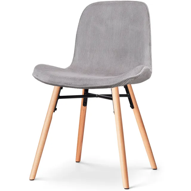 Nolon Nena-Fé eetkamerstoel rib warm grijs - houten onderstel