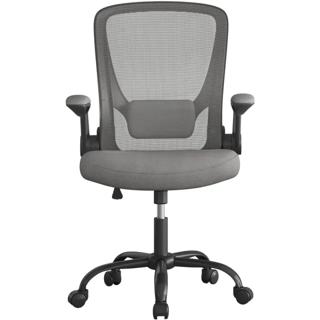 Songmics Ergonomische bureaustoel – Draaistoel met schommelfunctie – Mesh bekleding – Grijs – 53 cm zithoogte – Max. 120 kg