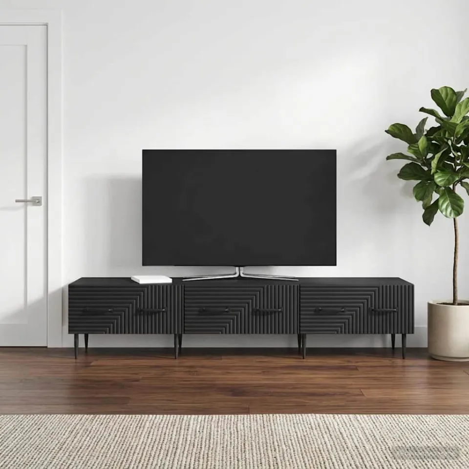 vidaXL TV-kast met lade Zwart 147 x 34,5 x 30 cm Bewerkt hout, foto 4