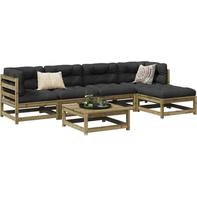 vidaXL 6-delige Loungeset geïmpregneerd grenenhout bruin, foto 2