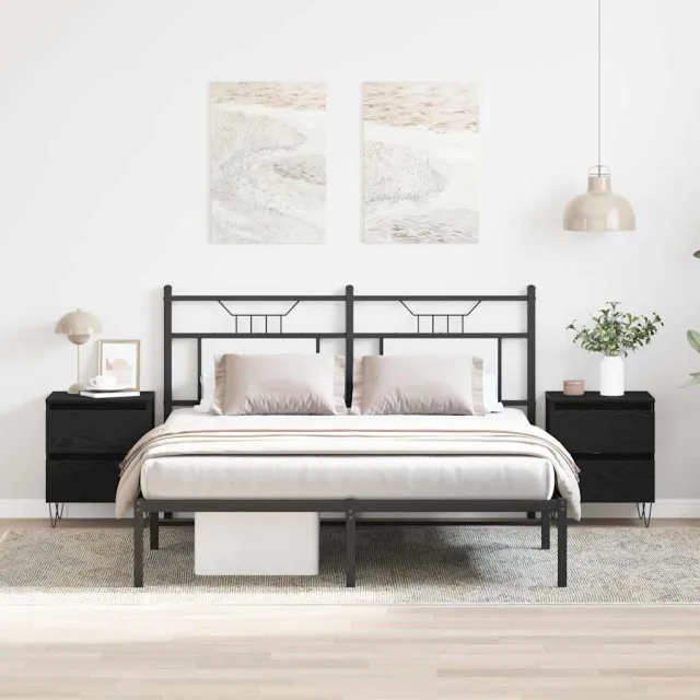 vidaXL Nachtkastje 2 st Zwart eiken 40 x 35 x 50 cm Bewerkt hout, foto 2