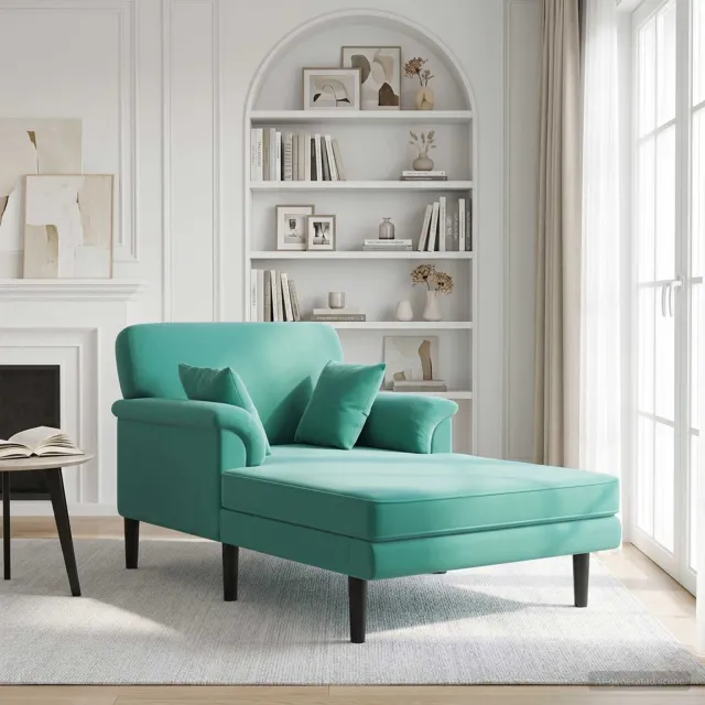 vidaXL Chaise longue Turquoise fluweel, foto 2