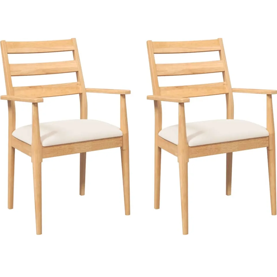 vidaXL Eetkamerstoelen met kussens 2 stuks massief hout rubber Bruin