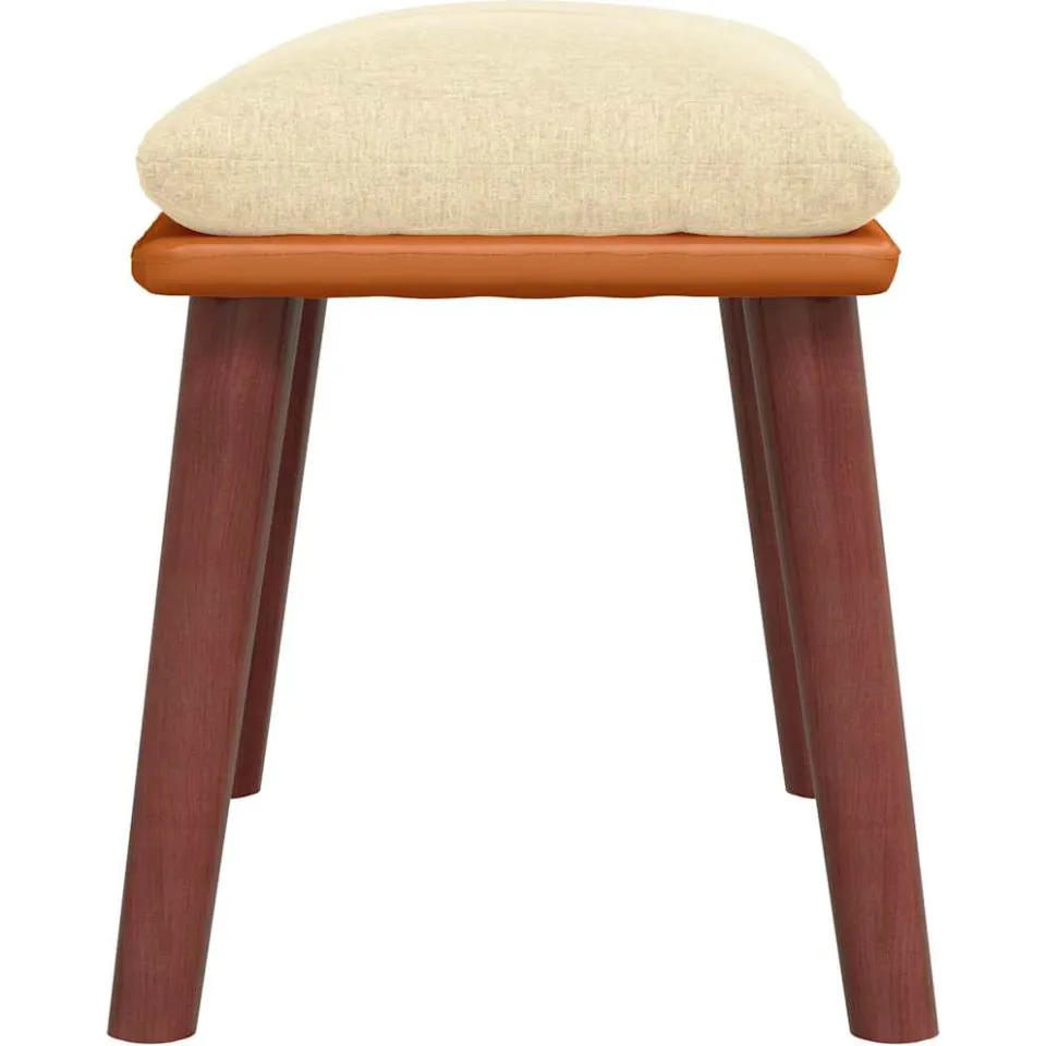 vidaXL Voetenbank 45x29,5x35 cm stof en kunstleer crèmekleurig, foto 4