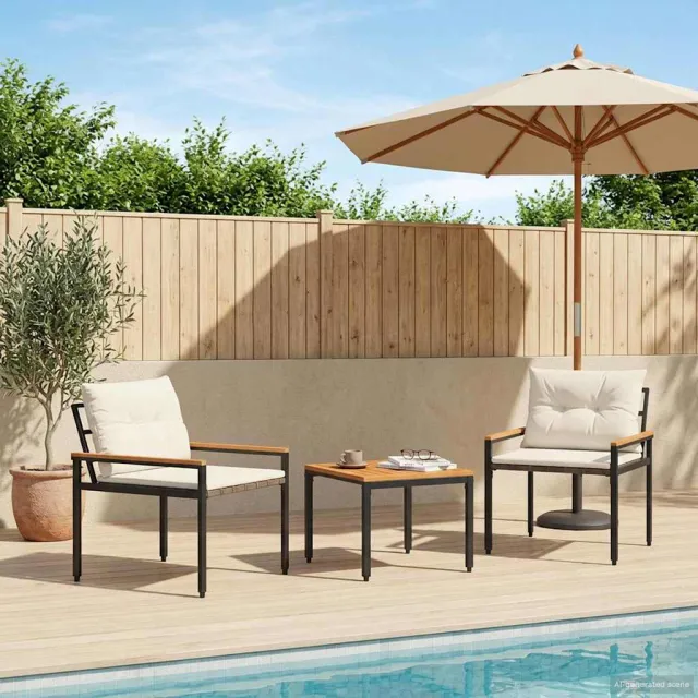 vidaXL tuinmeubelset 3 st 2-zits Crèmewit poly rattan, foto 2