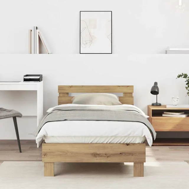 vidaXL Bedframe Artisan Eiken 193 x 95 x 88 cm Bewerkt hout Bruin