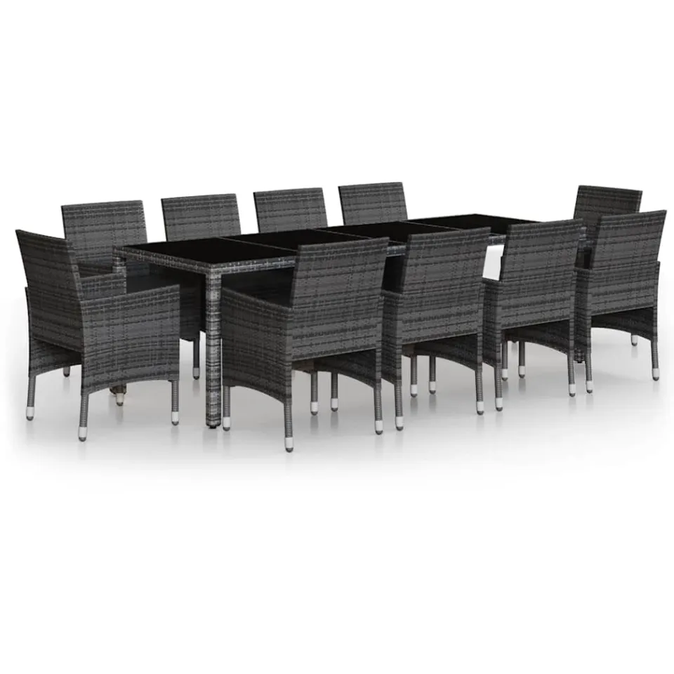 vidaXL 11-delige Tuinset poly rattan grijs, foto 3