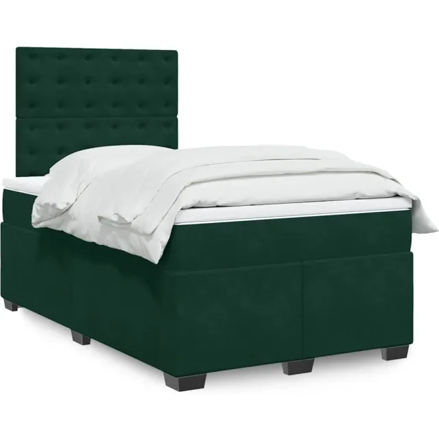 vidaXL Boxspring met matras fluweel donkergroen 120x200 cm groen