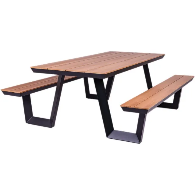 MaximaVida aluminium picknicktafel Bermuda 200 cm zwart