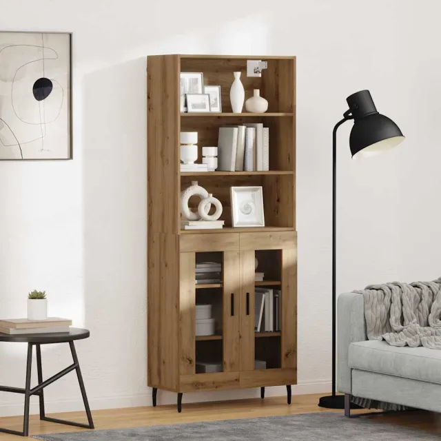 vidaXL Hoge kast 2 st Artisan Eiken 69,5 x 32,5 x 180 cm Bewerkt hout, foto 2