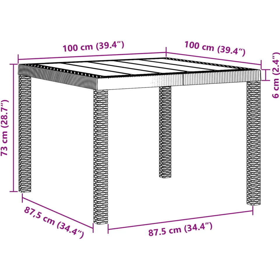 vidaXL Tuin Eetset 3 st Bruin Polypropyleen, foto 3
