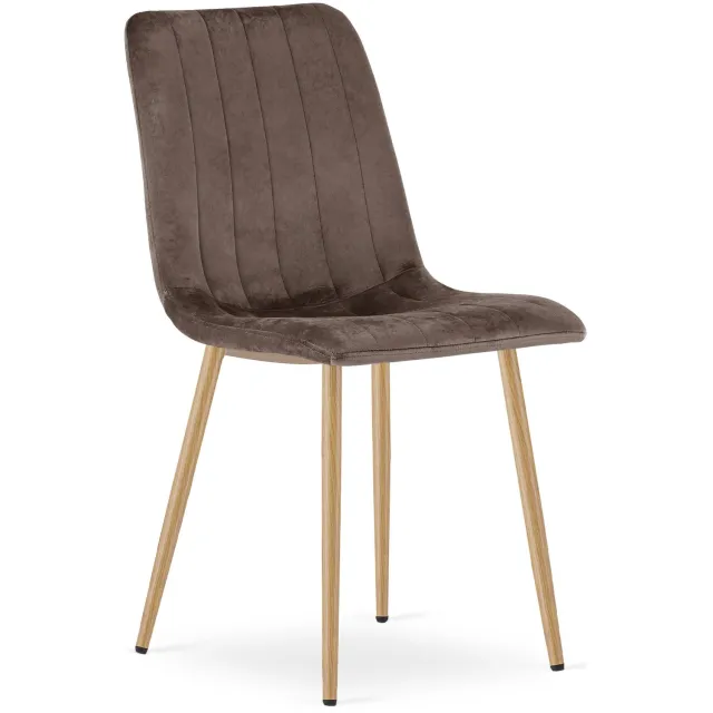 Oskar LAVA Eetkamerstoel – Groen Velvet – Houten Poten – Comfortabele Gestoffeerde Zitting – Modern Design – Velvet Stoel voor Woonkamer, Keuken en Eetkamer – Max. 110 kg