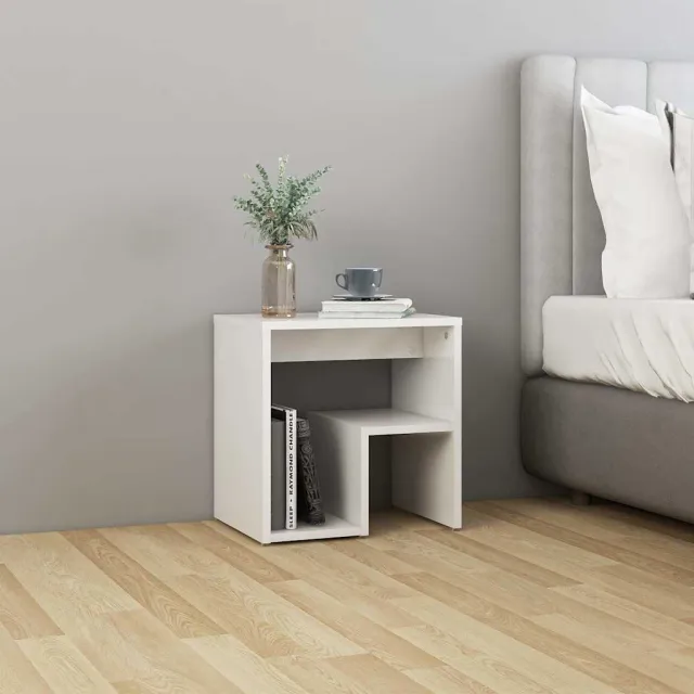 vidaXL Nachtkastjes 2 st 40x30x40 cm bewerkt hout hoogglans wit, foto 4