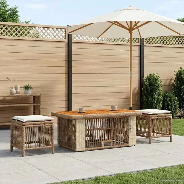 vidaXL Tuin eettafelset 5 st 3-zits Beige en Crème poly rattan