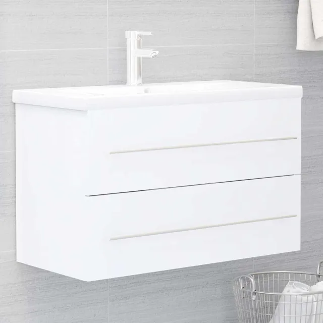 vidaXL Wastafelkast 80x38,5x48 cm bewerkt hout wit, foto 2