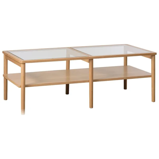 Nest of Nora Salontafel Mona - Eiken met glas - Rechthoekig - Naturel Beige