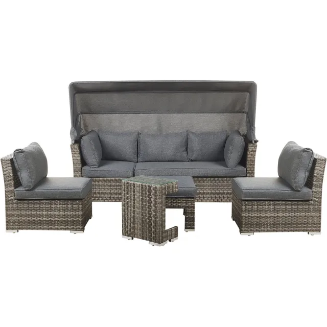 Beliani CORTE - Loungeset voor 6 - Donkerbruin - PE rotan