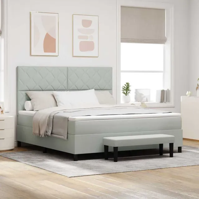 vidaXL Boxspring bed met hoofdeinde Lichtgrijs 200 x 180 cm Fluweel